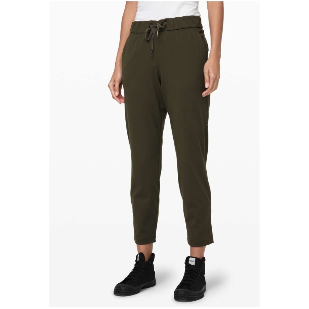 Lululemon On the Fly 7/8 Pant Dark Olive Green Luxtreme Drawstring Trousers Sz 4